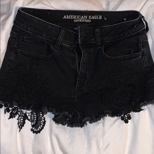 American eagle black super stretch denim shorts